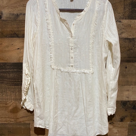 aerie Other - Aerie Small Ivory LS Ruffle Sleep Top Tunic